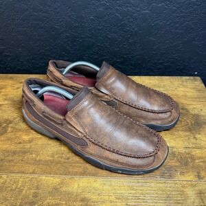 Twisted X Driving Moc MDM0003 Brown Leather Slip On Loafers Mens 10.5